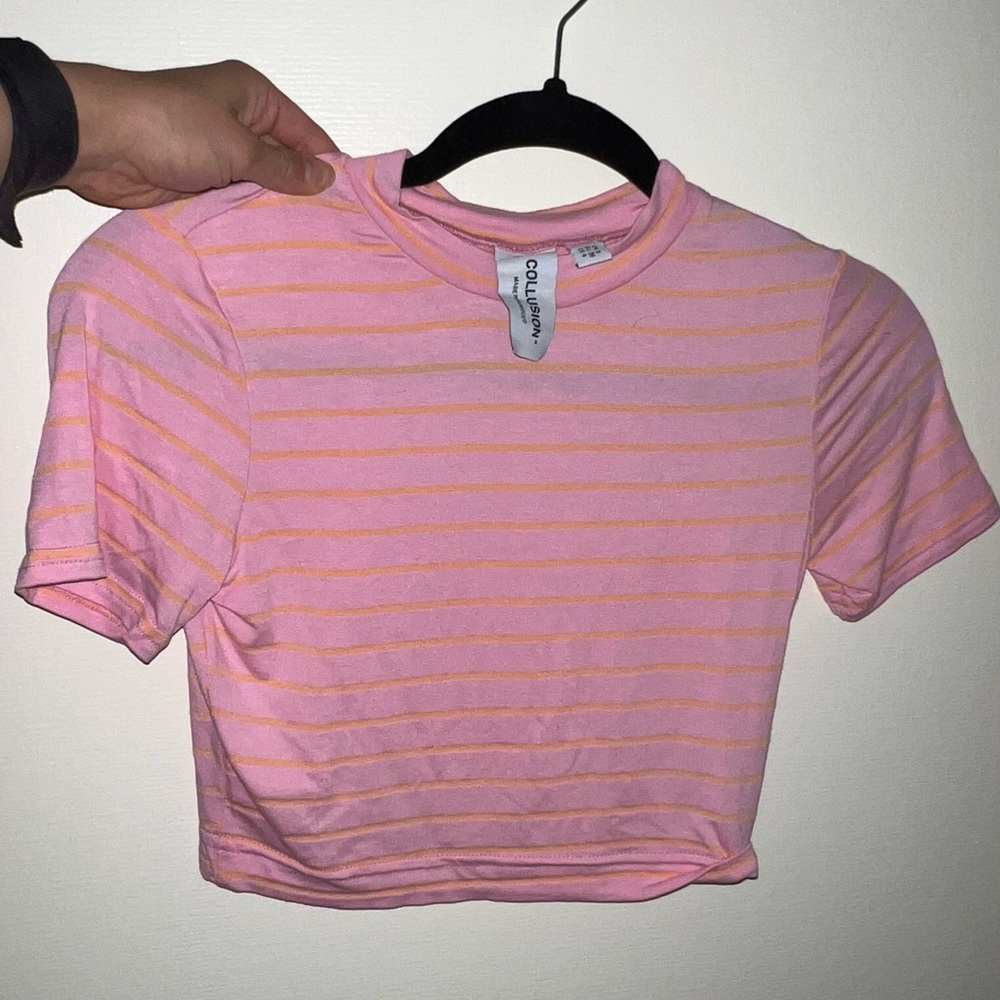 ASOS Pink and Orange Cropped Tee